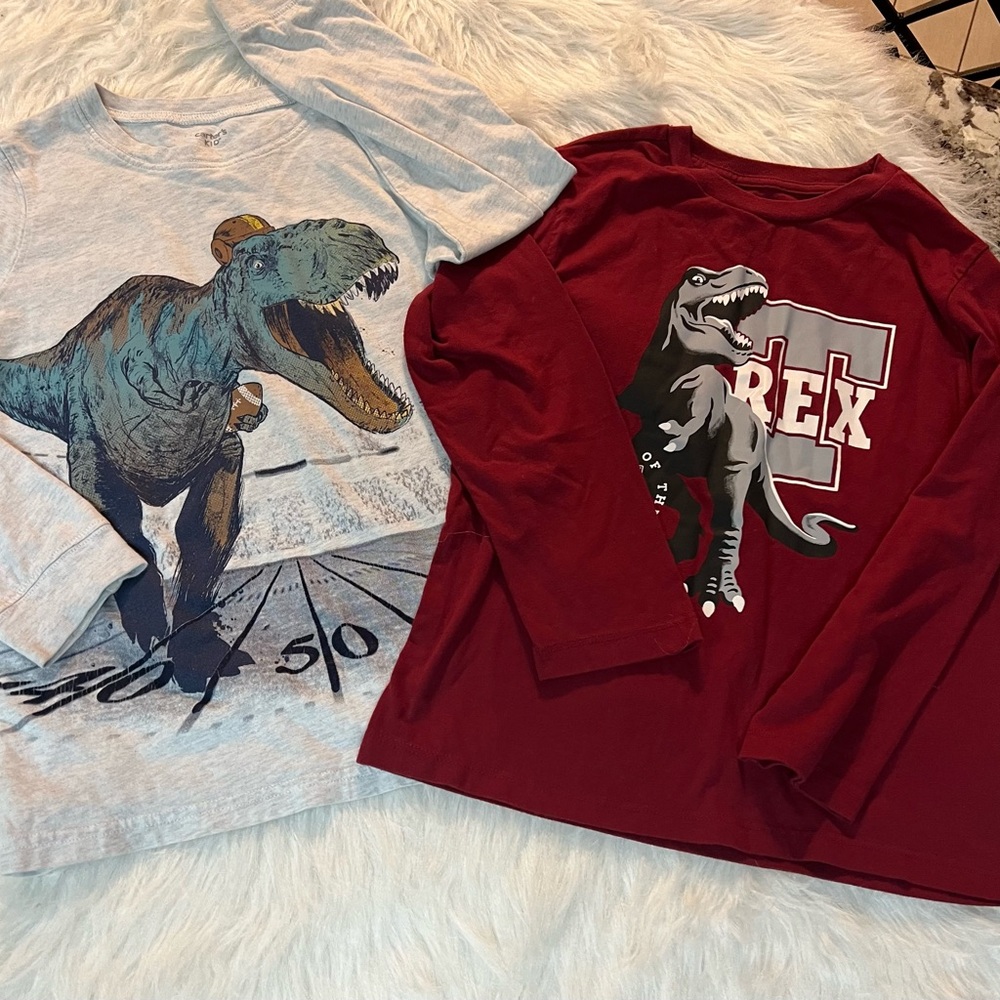 Carter's Blue and Red Dinosaur Long Sleeve Tees